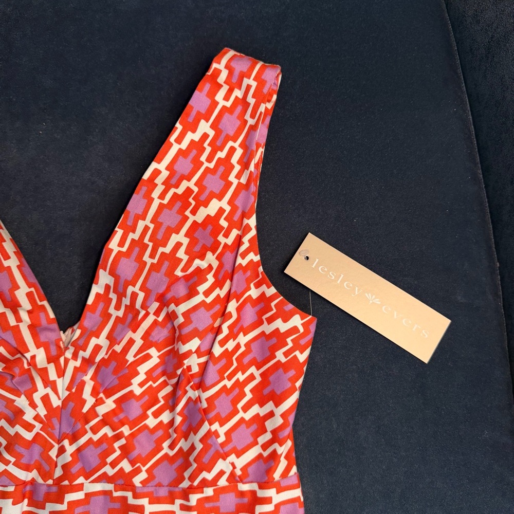 Lesley Evers Orange and Purple Patterned Dress - Picture 4 of 5
